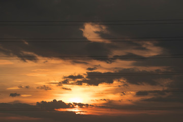 sun and clouds in twilight time