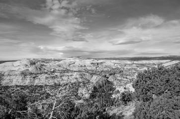 View from Scenic Route 12 in Souther Utah, in black and white