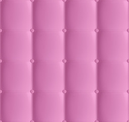 Pink Leather Quilted Headboard Seamless Pattern, Luxury soft leather background. White headboard, bed. Background texture of upholstered leather furniture, square line and buttons