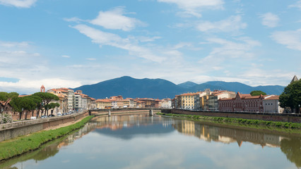 Fototapeta premium Beautiful landscape in the small Italian town of Pisa.