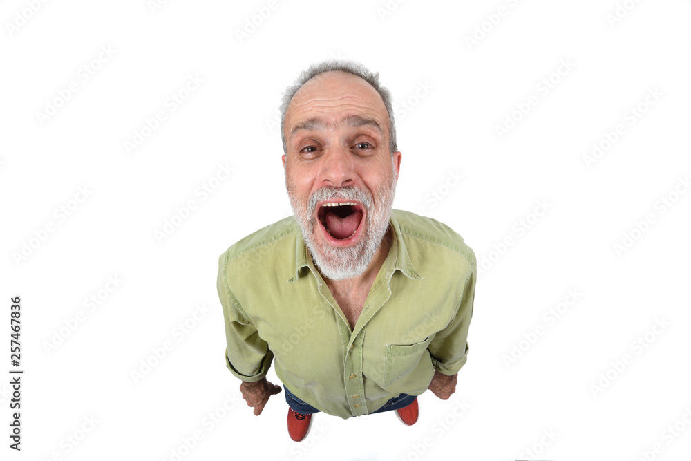 Wall mural man screaming on white background