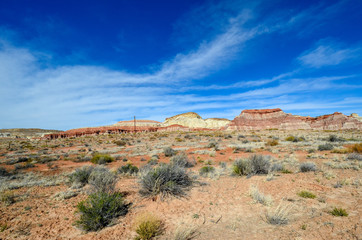 Blue sky over desert Utah terrain 