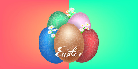 easter eggs daisies vector background