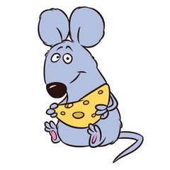 Fototapeta na wymiar Mouse cheese animal character cartoon illustration isolated image