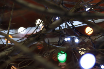 winter holiday garlands, lanterns