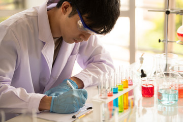 Naklejka premium Lab testing and analysis chemical at the laboratory