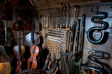 A collection of musical instruments