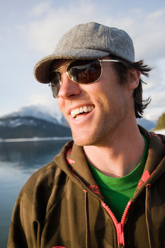 Jeff Annetts flashes a smile while waiting for a ferry to cross the Columbia River,  British Columbia, Canada.