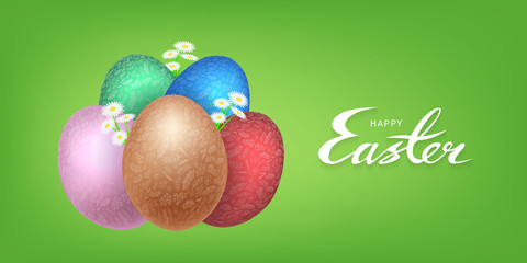 easter eggs daisies vector background