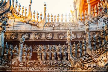 Wooden carvings of historic monastery
