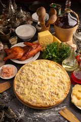 Chicken and shrimp pizza