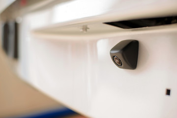 Selective focus of rear view camera/Car rear camera/Car parking camera,copy space.