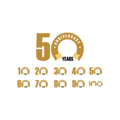 50 Year Anniversary Set Vector Template Design Illustration
