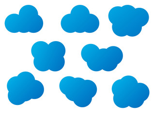Cloud  icon set. Collection of blue Cloud Icons isolated on white background. Weather symbol for web site design, logo, app, UI. 