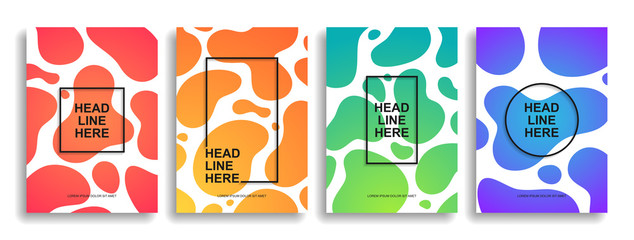 A collection of colorful liquid covers. Wavy shapes with gradient. Modern design. Eps10 vector