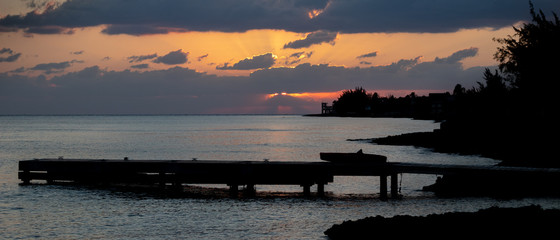 Pier during Caribbean Sunset