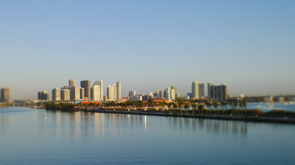 Fototapeta na wymiar Miami Beach with - port harbor and downtown