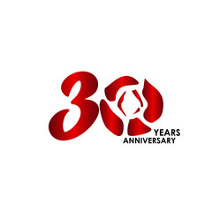 30 Year Anniversary Flower Vector Template Design Illustration