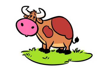 Cow meadow wonder animal character cartoon