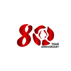 80 Year Anniversary Flower Vector Template Design Illustration