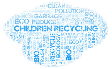 Children Recycling word cloud.