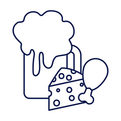 jar beer with cheese and chicken leg