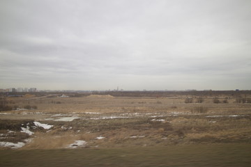 outskirts of the city in cloudy weather in spring