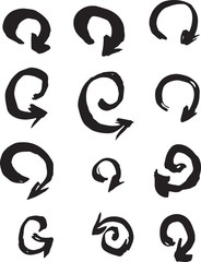 Round vector handdrawn arrows