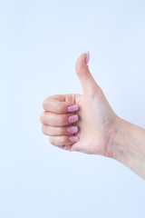 Hand gesture isolated on white isolated background.