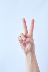 Hand gesture isolated on white isolated background.