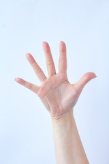 Hand gesture isolated on white isolated background.