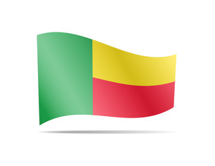 Waving Benin flag in the wind. Flag on white vector illustration