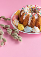 easter cake and eggs