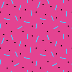 Blue confetti on a pink background, seamless pattern