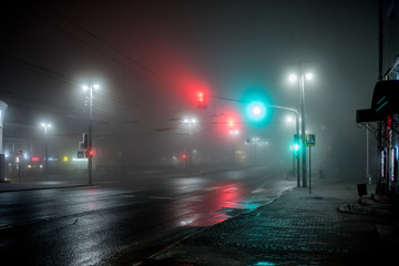 traffic light at night