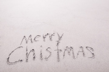 Merry Christmas Write on the beach. Fear Beach in Phuket Thailand