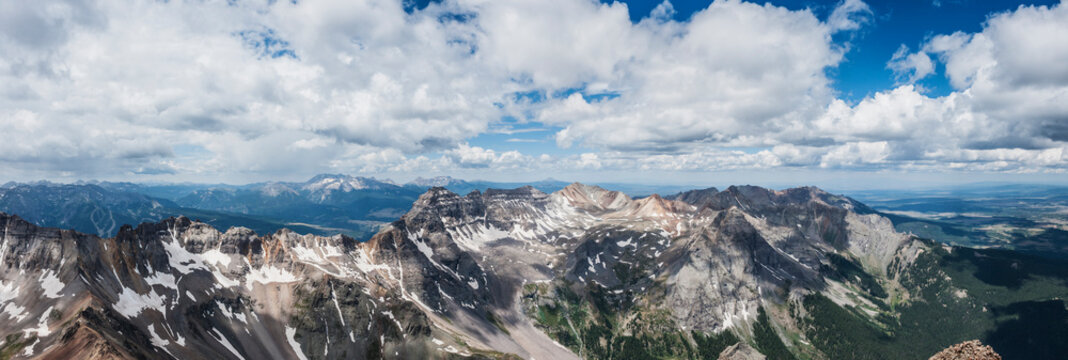View from summit of Mt. Sneffels (14150 ft), San Juan mountains, Colorado, USA