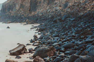 landscape. wild beaach with stone
