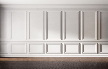 White empty room. Classic interior design. 