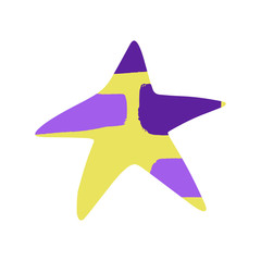 Cartoon style star shape with colorful texture. Great design element for label, sticker, print, card, websites, other design. Vector illustration isolated on white background