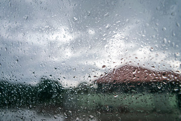 Water droplets on the windshield