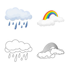 Isolated object of weather and climate icon. Collection of weather and cloud stock vector illustration.