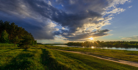 road and sky with clouds