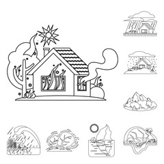 Vector illustration of natural and disaster icon. Set of natural and risk stock vector illustration.