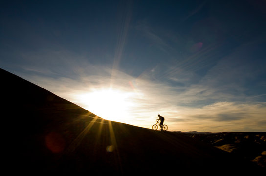 mountain biker on the Slickrock bike trail, Moab, Utah