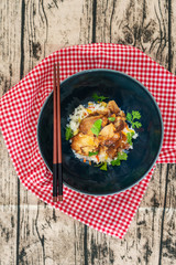 Traditional Home made Chinese cuisine pork rice