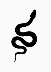 Obraz premium Black silhouette snake. Isolated symbol or icon snake on white background. Abstract sign snake. Vector illustration
