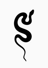 Black silhouette snake. Isolated symbol or icon snake on white background. Abstract sign snake. Vector illustration