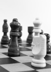 Scacchi fotografati su una scacchiera