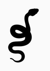 Black silhouette snake. Isolated symbol or icon snake on white background. Abstract sign snake. Vector illustration